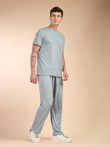 Image of Thomas Scott Men's | Relaxed Fit | Solid | 100% Polyester | Co-Ord Set With Short Sleeve T-Shirt & Trouser