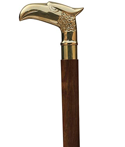 Today Sale on Eagle Walking Stick - Decorative Cane Walking Stick for Men and Women - Wooden Canes and Walking Sticks with Metal Brass Handle - Symbol of Power and Strength