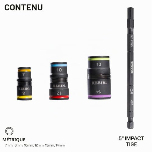 Douilles à choc magnétiques Klein Tools 32933M avec code couleur - 3
