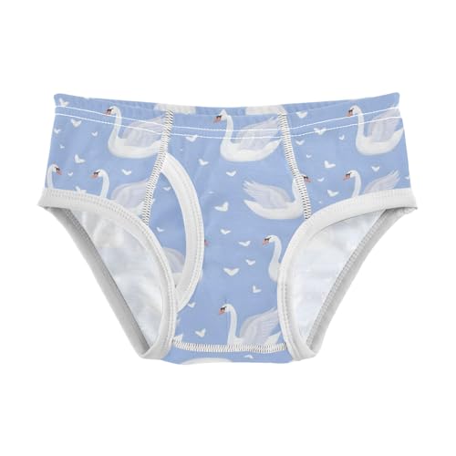 White Swan and Heart Boys' Underwear 100% Cotton Boys' Briefs Soft Toddler Underwear