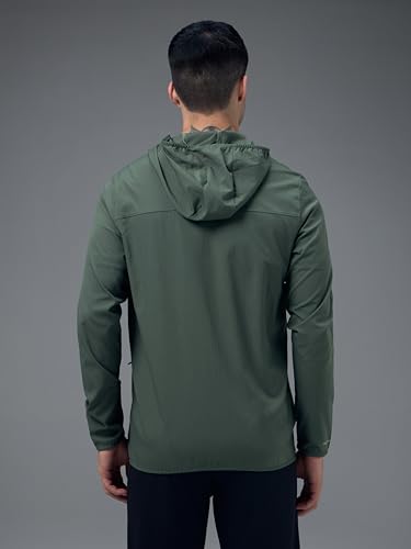 Image of TECHNOSPORT Men's Regular Fit Solid Hooded Neck Jacket With Ts Flexi, UPF50+ for Sports, Gym & Regular Use