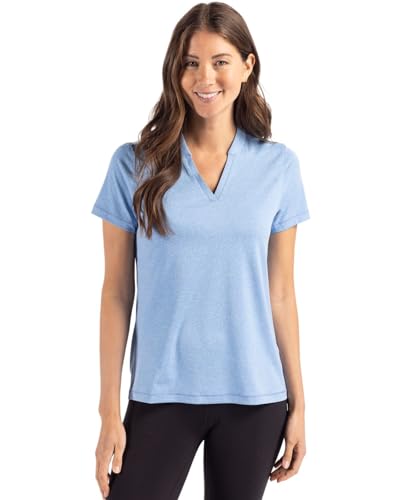 Cutter & Buck Forge Heathered Stretch Womens Blade Top, Dark Atlas Heather, L