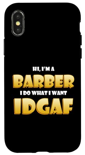 Barber IDGAF Meme Cute Occupation Hairdresser Gear Barbers �X�}�z�P�[�X iPhone X/XS �p