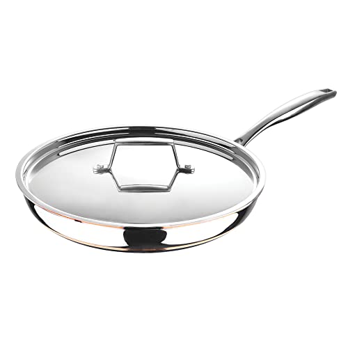 MasterPro Sartén de núcleo de cobre de 5 capas de 30 cm con tapa de acero inoxidable, acero...