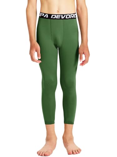 Image of DEVOROPA Boys Leggings Youth Compression Pants Sports Tights Basketball Football Baseball Soccer Baselayer Slim /Regular /Husky