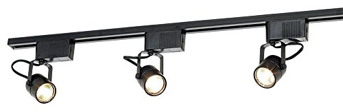 Pro Track 3-Head LED Wall or Ceiling Track Light Fixture Kit Linear Spot-Light Adjustable Black Modern Industrial Kitchen Bathroom Living Room Dining Hallway Bedroom Decor House 48