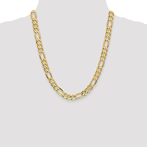 14k Yellow Gold 8.75mm Concave Figaro Cuban Link Chain Necklace 24 Inch Pendant Charm Fine Jewelry For Women Gifts For Her 14k Yellow Gold 8.75mm Concave Figaro Cuban Link Chain Necklace 24 Inch Pendant Charm Fine Jewelry For Women Gifts For Her - Image 9