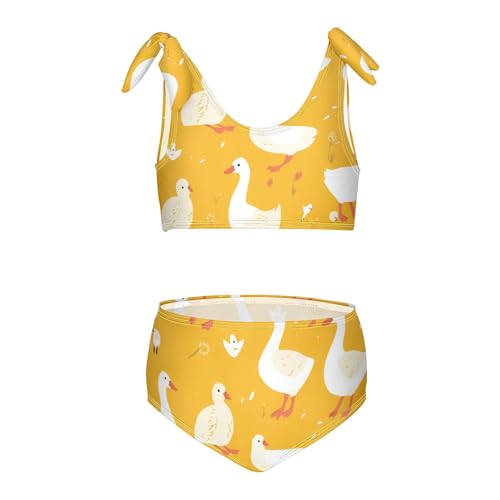 KLL Cute Goose Cartoon Girl Two Piece Bikini Sets Scoop Neck Swimming Bathing Suit Bathing Suit