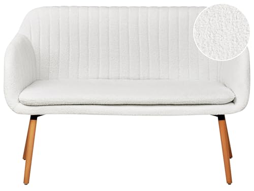 Beliani Modernes 2-Sitzer Küchensofa Bouclé Creme weiß mit Holzbeinen Taby