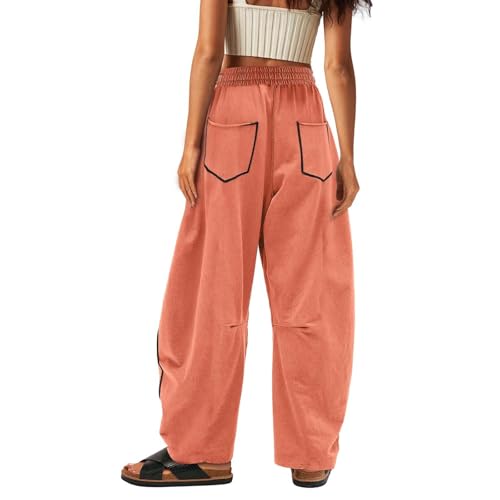 Womens Barrel Sweatpants Casual High Waisted Drawstring Athletic Wide Leg Pants Baggy Travel Summer Vacation Outfits3