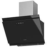 Oranier schwarze kleine Glas Schräg Abluft Wandhaube 60 cm Kandia - effektive Dunstabzugshaube im Kopffrei-Design