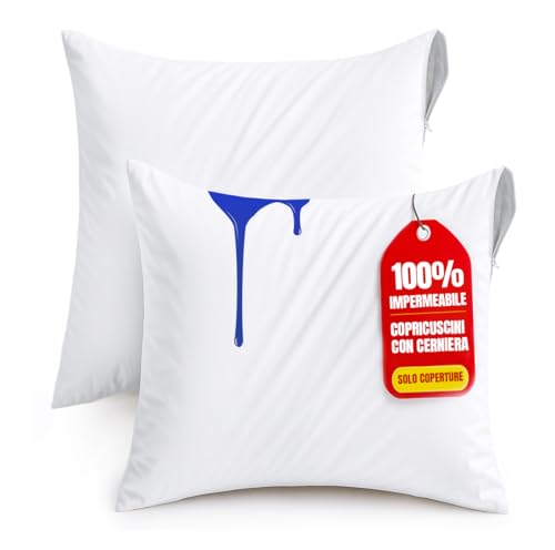 Utopia Bedding Copricuscini Impermeabili 65x65 cm (Set di 2) con Cerniera, Federe Cuscini Letto Certificato Oeko-TEX