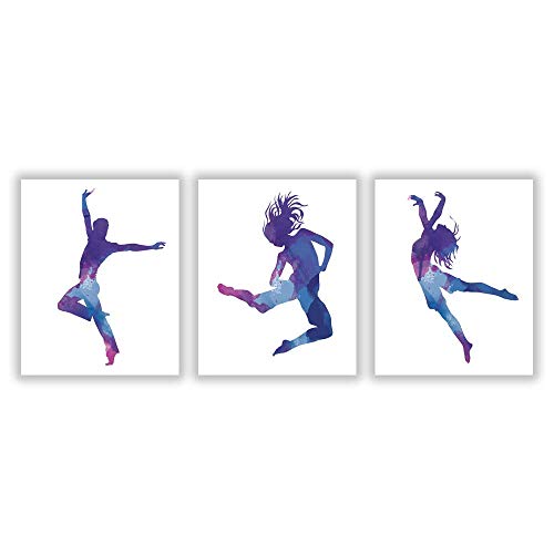 3 Set - Elegant Dance Art Poster Print - Watercolor Dancer Fashion Female Art Picture - Wall Art Decorative Canvas For Dance Room Girl Room Home Decoration(Unframed,8"X10") #TOP6