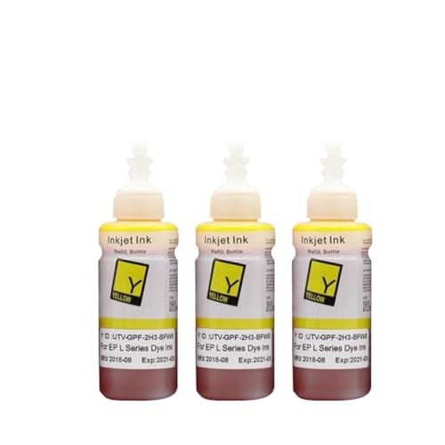 Recharge encre jaune T673 664 pour Epson EcoTank L365 L382 L455 (Lot de 3 flacons)