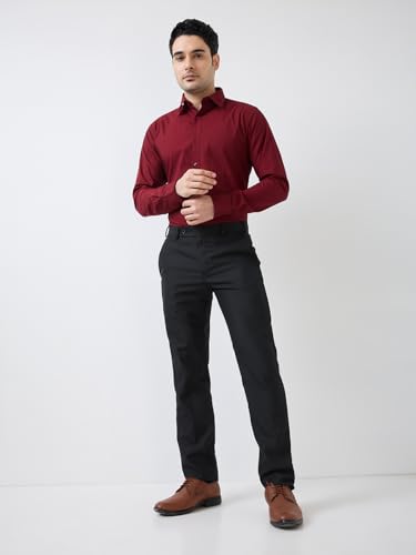 Image of Raymond Men Slim Fit Fil-A-Fil Pattern Pure Cotton Semi Cutaway Collar Full Sleeve Formal Shirt