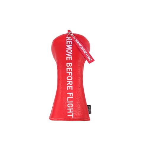 SHABIER Red Golf Head Cover with Remove Before Flight Design for Hybrid Club