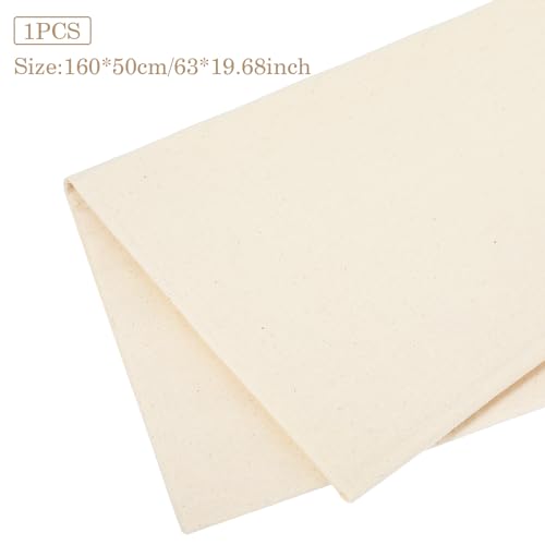 100% Cotton Linen Fabric 160 * 50cm Nature Unbleached Linen Embroidery Fabric Soft Muslin Calico Cloth Plain Solid Jute Table Cloth Material for Sewing Tie-Dyeing Handicraft Making