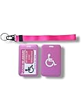 Disabled Medical Alert Tag and Badge Holder Set, with Matching Wrist Lanyard, My Stroller is My Wheelchair (Pink)