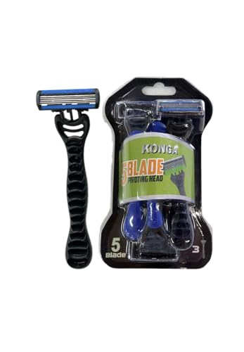 5 Blade Pivoting Head Disposable Razor, Black and Blue
