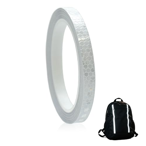 8M White Reflective Tape for Vehicles Bikes Helmets Clothing Reflective Stickers Roll Security Marking Reflective Tape Waterproof Adhesive Reflective Tape Outdoor Safety Warning Tape