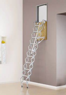 Scala Retrattile a Parete in Acciaio da 0.29m a 0.39m di Larghezza, Lunghezza Aggiustabile da 2.45m a 3.00m, Portata Massima 260kg, Nero