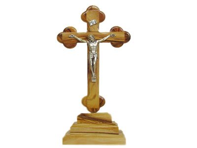 zytoon Olive Wood Standing Cross with Crucifix (7.5")