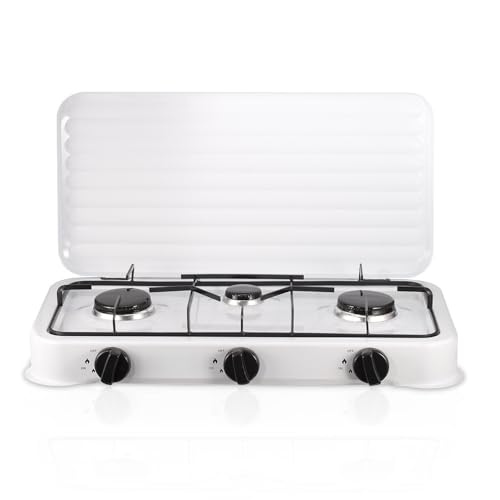 XPPX多機能家庭用小型電気コンロ3口ガスコンロ小型家電液化器新登場ガスコンロ ダブルガスコンロ - アルミニウム、卓上および埋め込み式ガスレンジ、お手入れ簡単、 都市ガス用 (ホワイト)