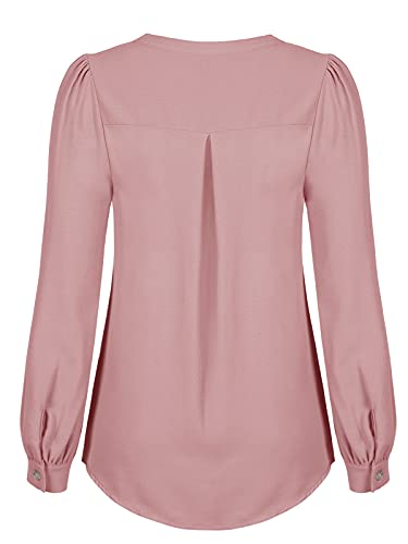Moyabo-Damen-Casual-Looks-Schlupfbluse-mit-34-Aermeln-Henley-Bluse-V-Ausschnitt-Langarmshirt