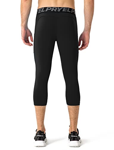Queerier Men’s 3/4 Compression Pants Tights Leggings Sports Athletic Base Layer Running Workout Active Capris3