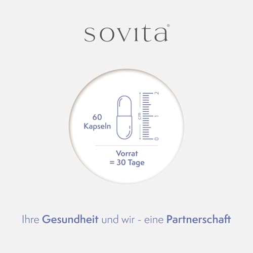 sovita Fokus Kapseln | Mit Koffein & Vitamin B12 für Konzentration & mentale Leistung | L-Tyrosin, Acetyl-L-Carnitin & L-Theanin aus grünem Tee | Zink für die kognitive Funktion | Vegan | 60 Kapseln