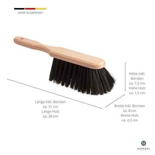 2er Set Handfeger, Handbesen Made in Germany, Handkehrbesen aus Holz, Kehrwisch, Holzhandfeger, Feger mit schwarzen, feinen und weichen Borsten, Besen mit Loch im Griff zum Aufhängen