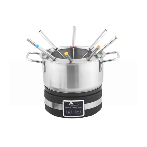 LITTLE BALANCE 8965 Digital Fondue 8, aparato para fondue 8 personas, 3 programas, Caquelon inox, compatible con inducción, 1,2 litros, 1200 W, negro/acero inoxidable