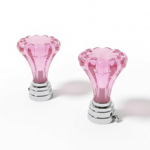 Image of Atlantic Curtain Rod Finials Set of 2 - Flower Style Decorative Textured Resin Finials for Standard Drapery Rods, Rose Pink