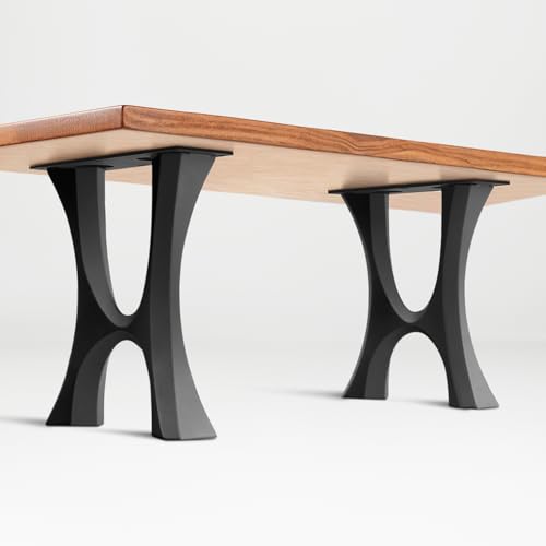 Flowyline Metal Bench Legs 16' H 103 Haru Black Steel Furniture Legs for Benches, Coffee Tables & Ottomans | Handmade Modern H-Shape Design, Heavy Duty 500 lbs Capacity, 15×2.8×16.3 inch