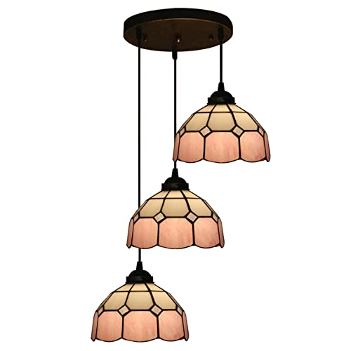 Lustre vitrail rose suspension vintage réglable pour cuisine island