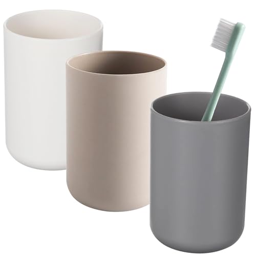 Gentpovth 3 Stück 300ML Zahnputzbecher, Toothbrush Holder für Zahnbürste und Zahnpasta, einfacher Stil, gefrosteter Oberfläche, Zahnbürstenhalter mit aus hochwertigem Kunststoff,Accessoire Organizer