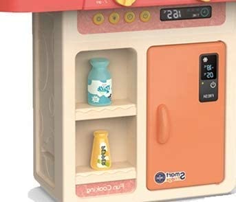 Image of Plastic Kitchen Set Toys With 42 Pcs Lights & Sounds, Play Sink With Running Water, Dessert Shelf Toy & Accessories Kitchen Set for girls (Oraange)