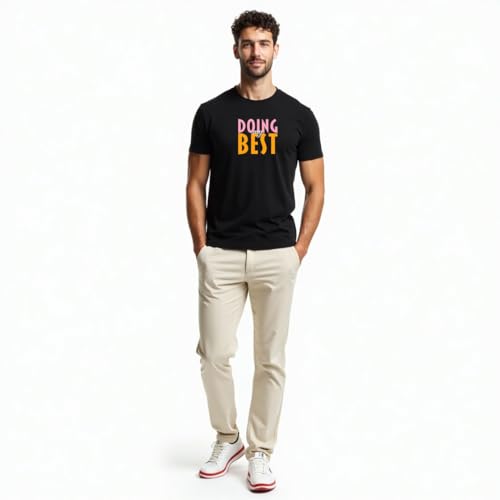 Image of ALOVA Comfort-Fit Men's Round Neck T-Shirt - Stylish Front Printed Design in Soft Polyester Fabric, Ideal for Gym, Running Workout