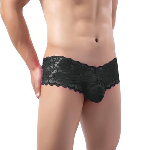 Mens Sissy Lace Thongs Transparent Panties G-Strings Briefs Jockstraps Underwear Underpants for Men2