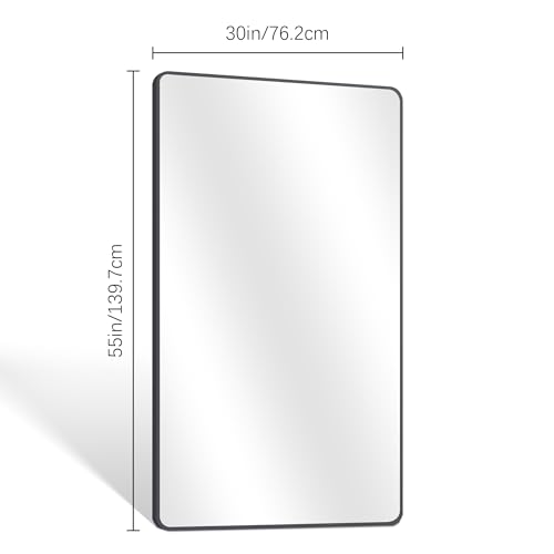 Image of DESBING 30 inch x 55 inchBathroom Mirror, Matte Black Wall Mirror with Metal Frame, Decorative Rectangular Vanity Mirror for Bedroom Bathroom Living Room Entryway (Horizontal /Vertical)