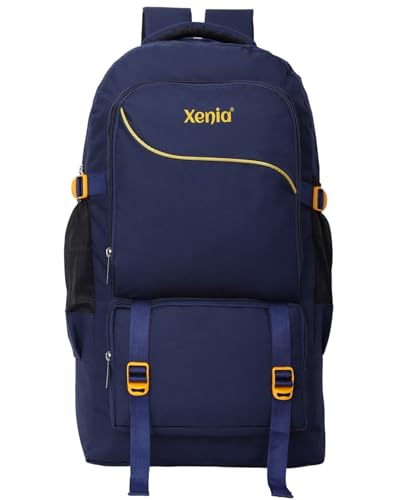 Image of XENIA LARGE 50 L TRAVEL BACKPACK FOR OUTDOOR SPORT HIKING TREKKING BAG CAMPING RUCKSACK (NAVY BLUE) (Navy Blue)