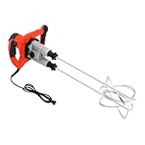Double Paddle Concrete Mixers, 2800W Handheld Electric Concrete Mixer, Adjustable Speed Mud Mixer for Motar, Paint, Grout, Plaster, Thinset, Fodder Stirring Tool (Red)