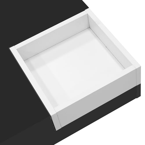 Table basse carrée laquée noire et blanche 72cm avec LED et coffre amovible - 5