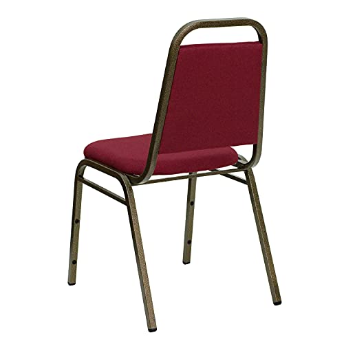 Image of Flash Furniture HERCULES Series Trapezoidal Back Stacking Banquet Chair in Burgundy Fabric - Gold Vein Frame