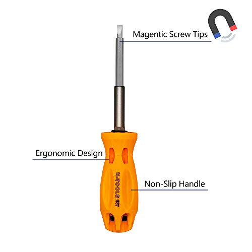 Screwdriver Multitool, KER 7 in 1 Multi-bit Screw Driver Kit, Industrial Strength Phillips and Slotted Tip, Professional Repair Tool