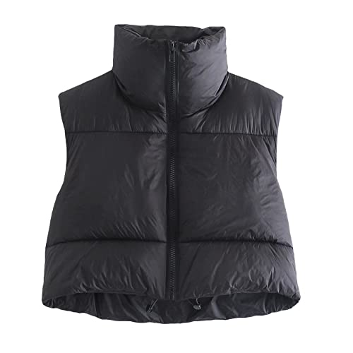 American Trends Women's winter Crop Vest Sleeveless Puffer