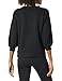 Amazon Essentials Women's French Terry Fleece Crewneck Sweatshirt with Sleeve Detail, Black, Medium