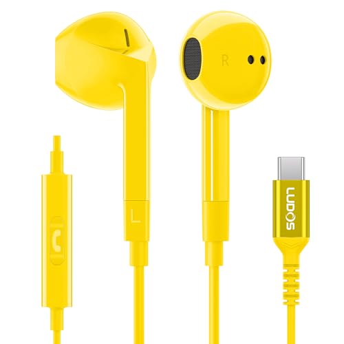 Image of LUDOS FEROX USB C Headphones for iPhone 17 16 15 Pro Max Plus Air iPad Pro, 5 Years Warranty, USB-C Earbuds for Samsung Galaxy S24 S23 Ultra S22 S21 FE S20 Z Flip 3 Fold 4 A53, USB Type C Earphones