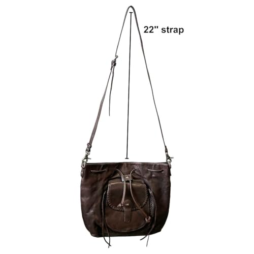 Myra Bag Drawstring Leather Bucket Bag for Women - Bohemian Crossbody Shoulder Purse4