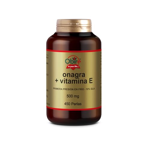 Obire | Perlas de Aceite de Onagra 500 mg | 450 Perlas | Soporte Natural para el Ciclo Menstrual | 10% GLA | Omega 3, 6, 9 | Vitamina E